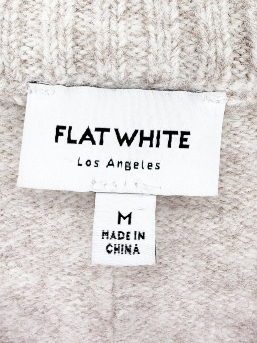 Flat White Medium Beige Thick Knit Mila V-Neck Sweater Pullover - Picture 5 of 9
